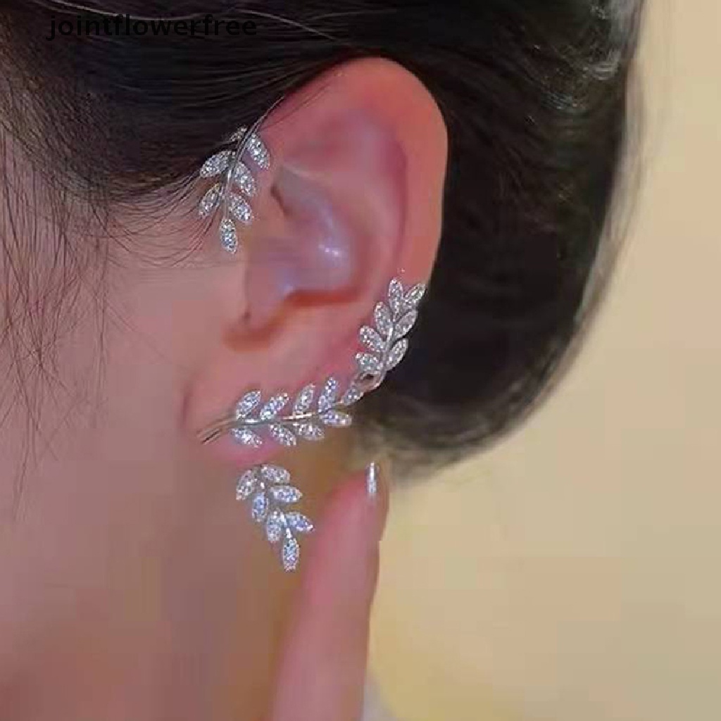 Bông Tai Hình Chiếc Lá Đính Đá Lấp Lánh Thời Trang Cho Nữ