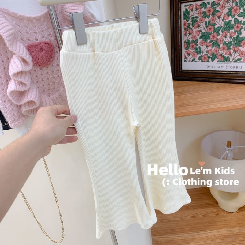Quần Dài Ống Loe Lưng Cao Màu Trơn Phong Cách Hàn Quốc Thời Trang Mùa Thu Cho Bé Gái