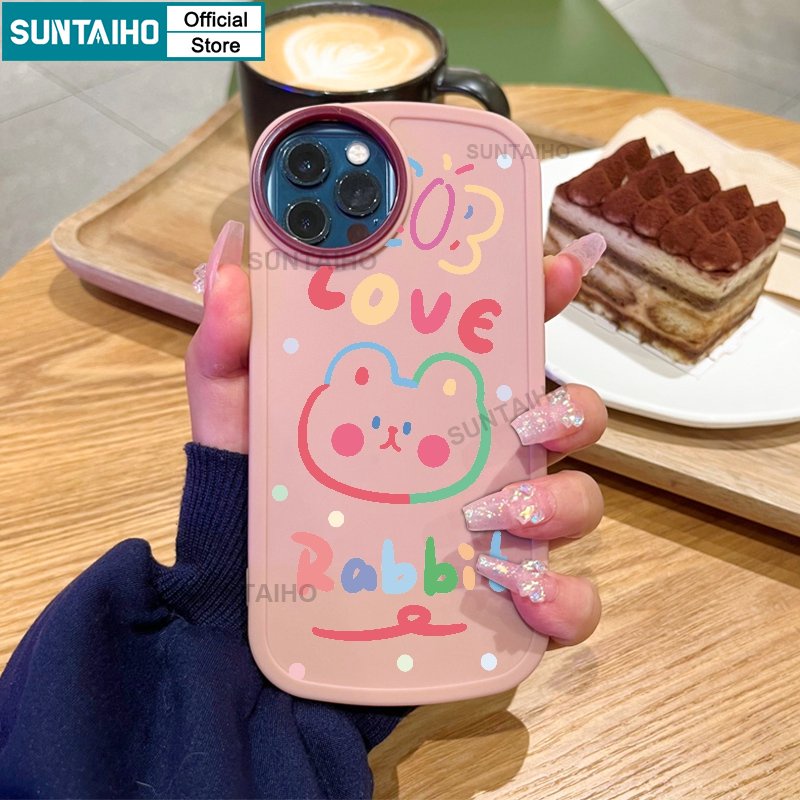 Suntaiho Ốp lưng iphone Ốp Điện Thoại in hình thỏ/ gấu thích hợp cho iPhone 14 Pro 11 Promax 12 13 XS Max 7 Plus 8 Plus