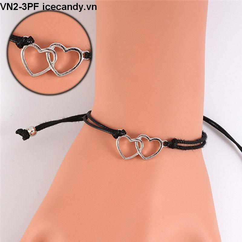 （Một cặp）Vòng đeo tay mặt trái tim thời trang dành cho cặp đôi