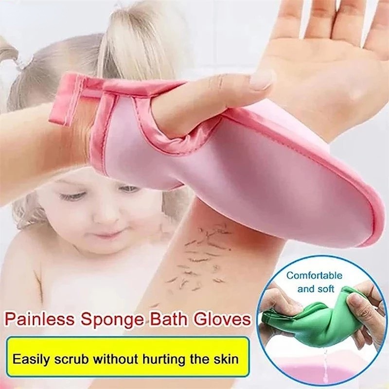 Găng tay đi tắm Bằng Bọt Biển Hai Mặt Không Đau Tẩy Tế Bào Chết Nhiều Màu Sắc