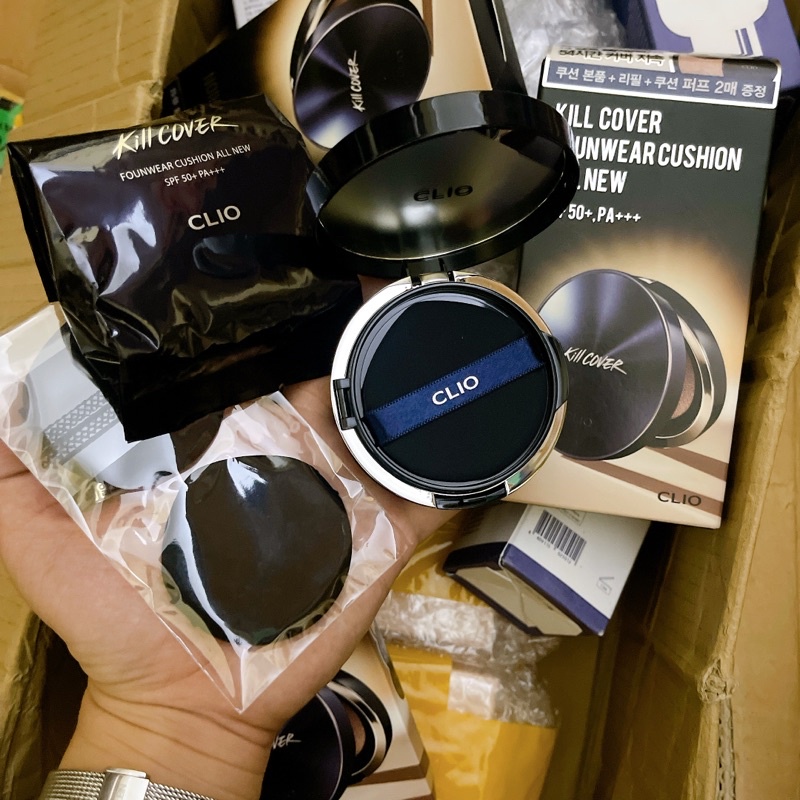 PHẤN NƯỚC CLIO KILL COVER FOUNWEAR CUSHION ALL NEW  tặng kèm lõi và bông phấn nước date 4/24