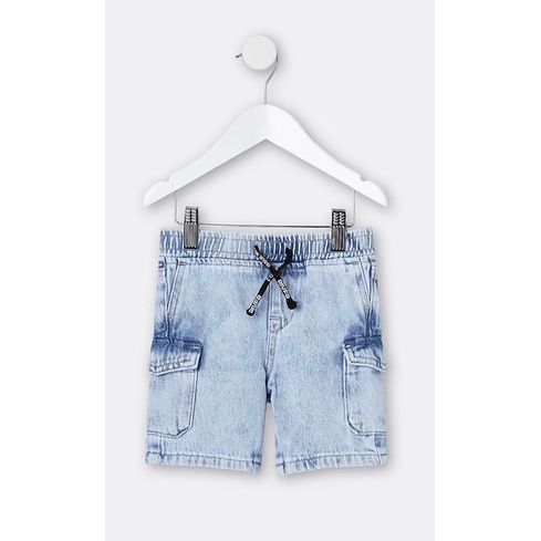 Quần short RIVER ISLAND túi hộp xanh denim cho bé trai từ 2-3 tuổi