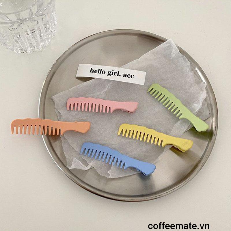 【coffeemate】⚡ Kẹp tóc hình chiếc lược màu sắc ngọt ngào dễ thương phong cách Hàn Quốc dành cho nữ