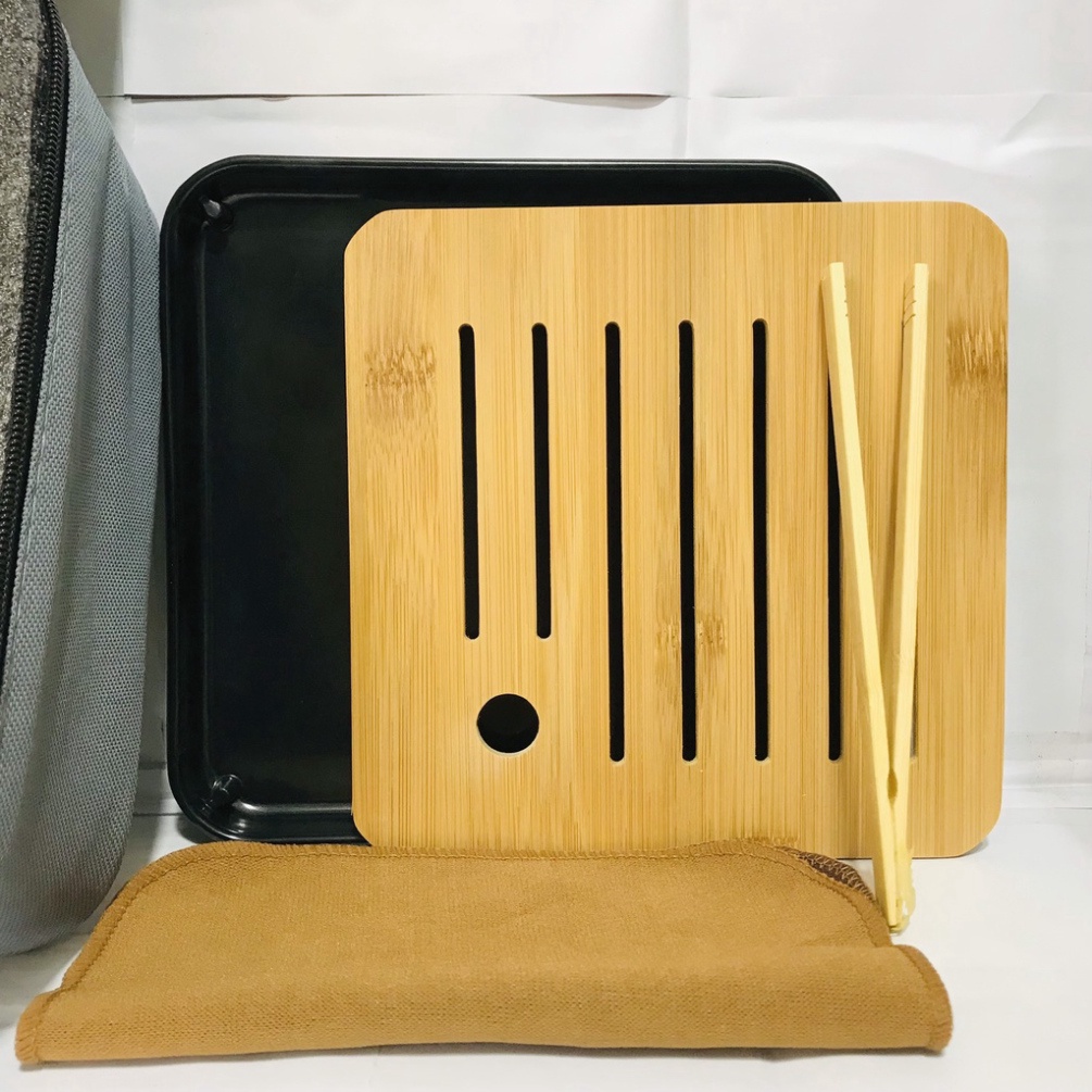 Bộ Ấm Chén Uống Trà Tử Sa, Bộ Ấm Chén Trà Đạo Sứ Thanh Kèm Khay