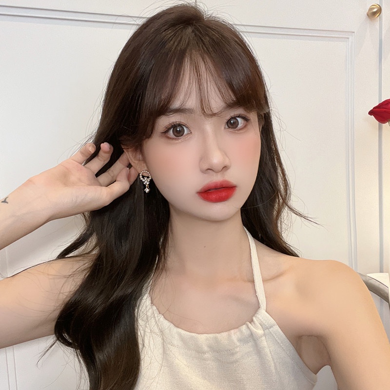 Khuyên tai kẹp không bấm lỗ chốt cố định K301 bằng hợp kim mạ vàng hình tròn đính hoa đá dáng midi Leous Accessories