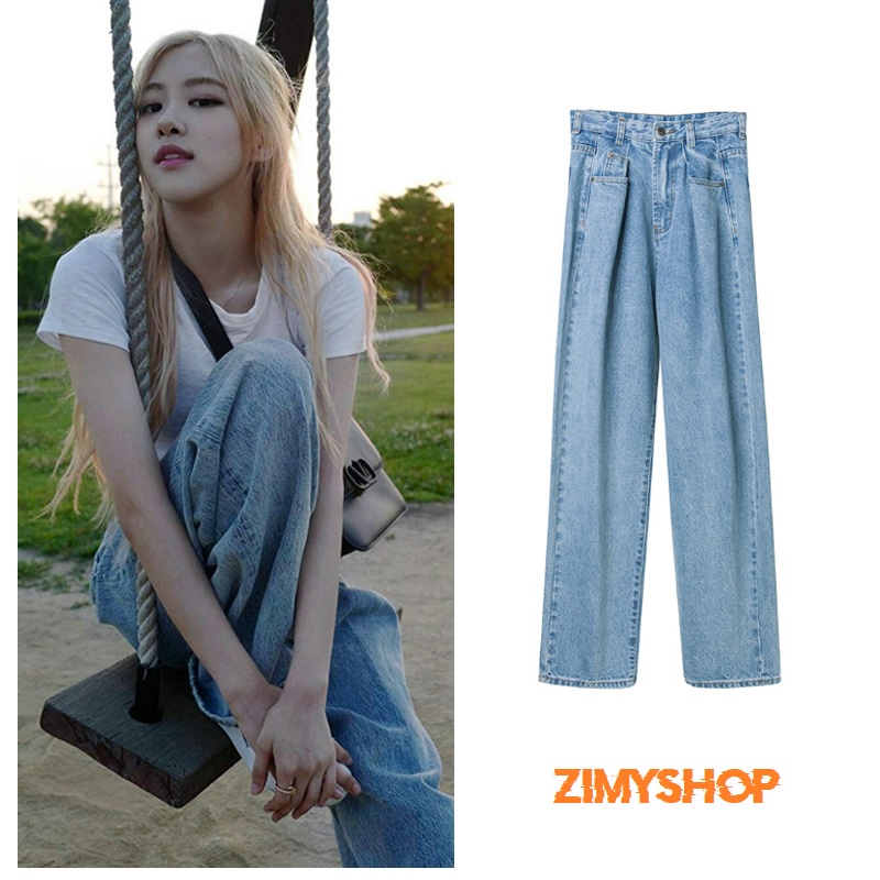 QUẦN JEANS ỐNG RỘNG GIỐNG ROSÉ BLACKPINK + ẢNH THẬT