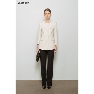 Áo jacket trắng túi giả cài cúc quần đứng hack dáng nữ white ant hàng thiết kế cao cấp