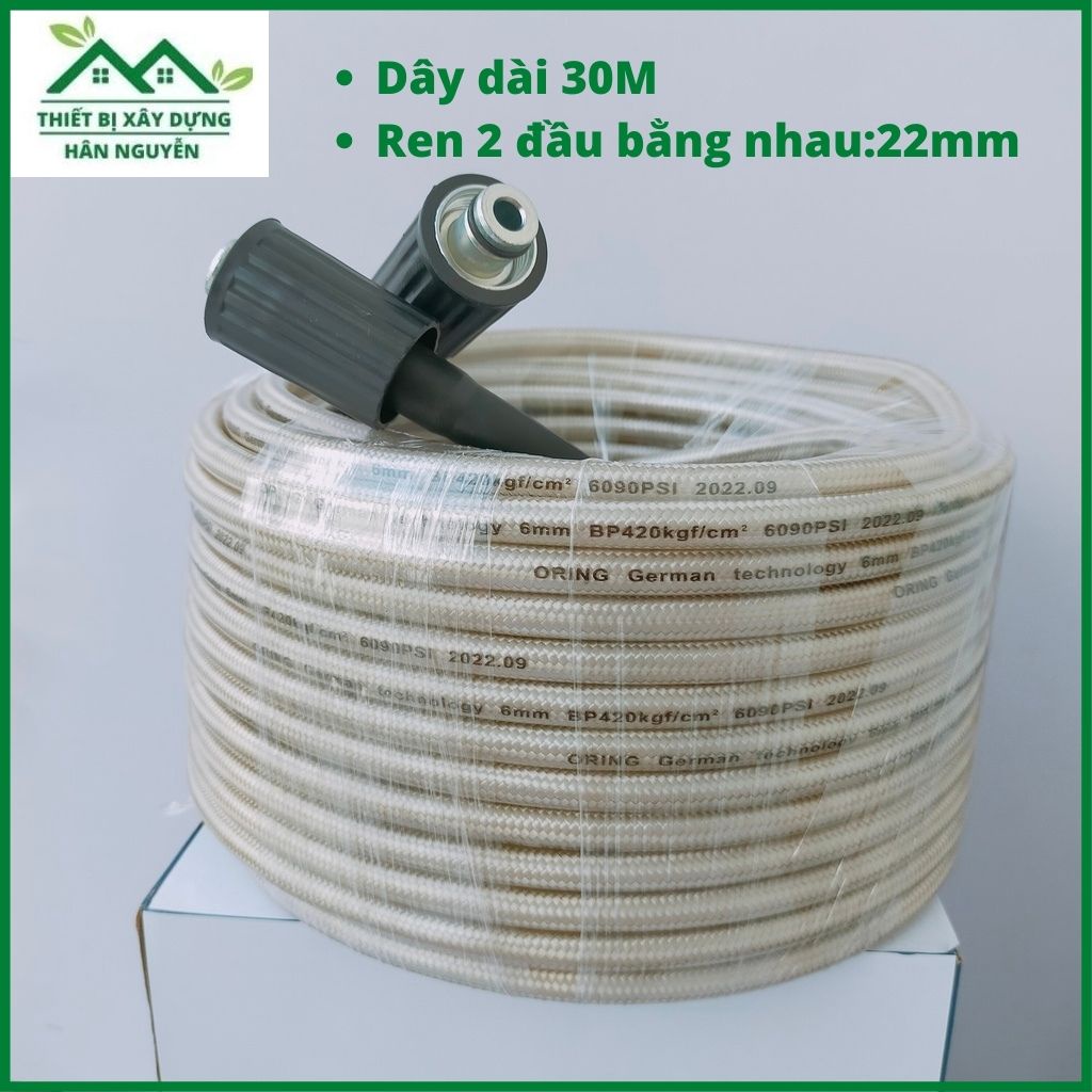 Dây máy rửa xe 10m,15m,20m,30m cao áp Oring,ren 22mm,cuộn ống nước