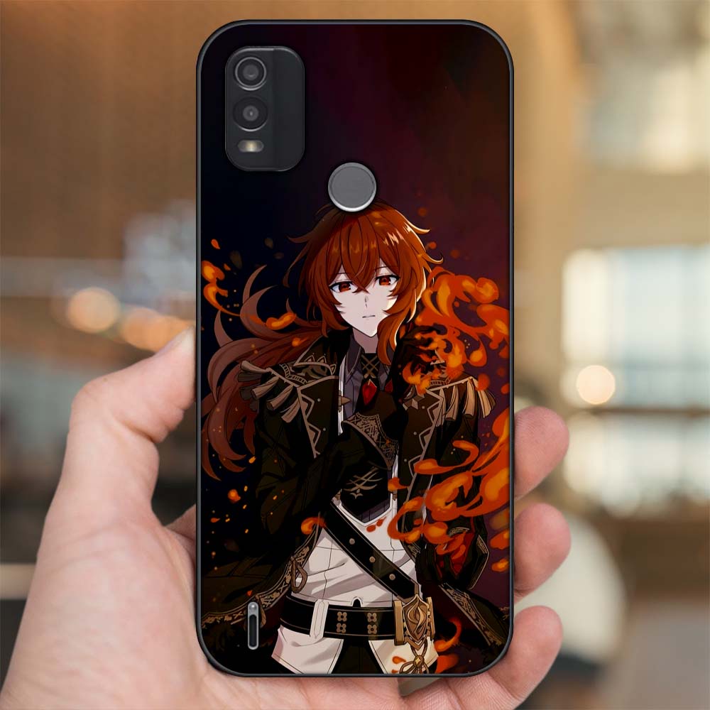 Ốp lưng Nokia C21 Plus viền đen in hình Diluc Genshin Impact