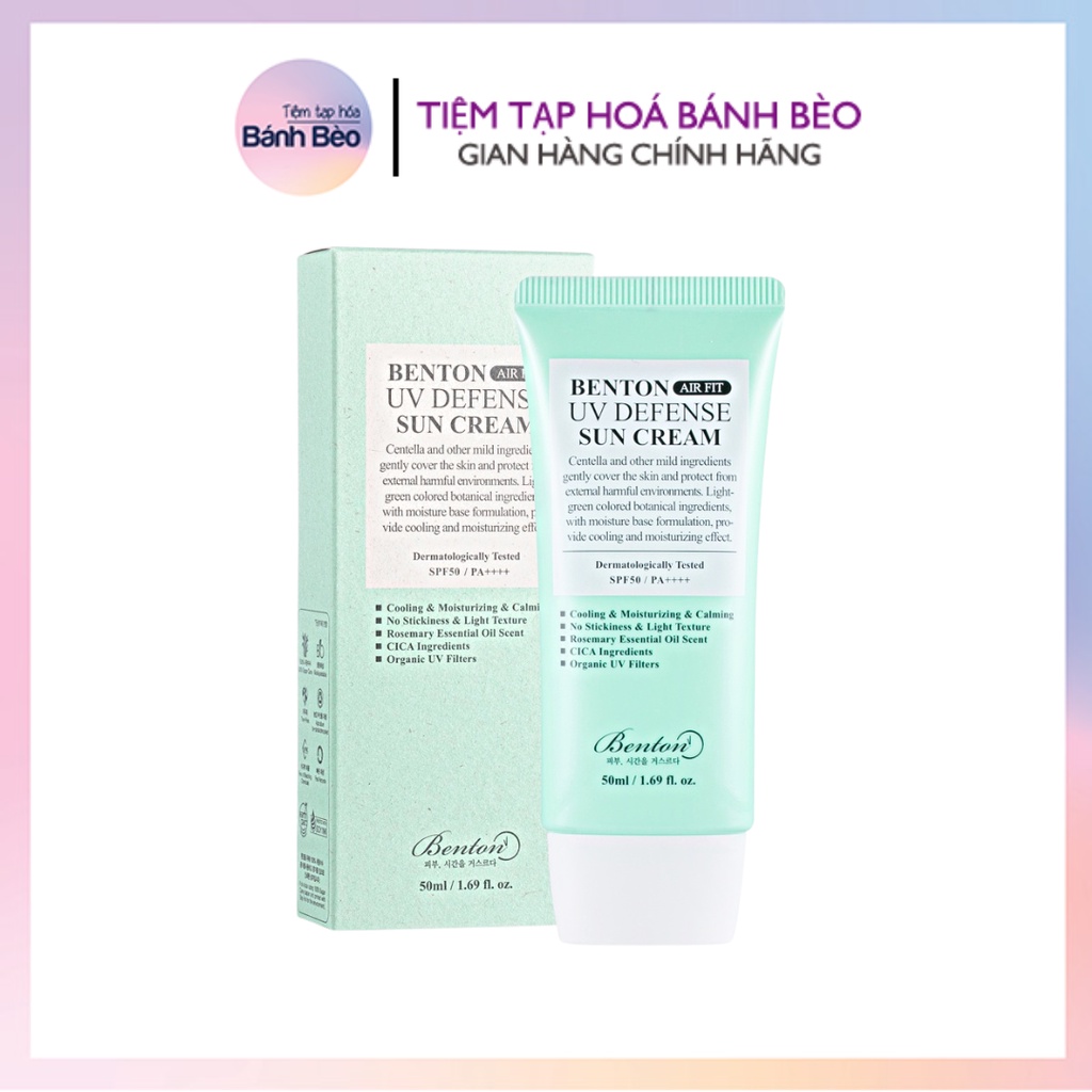 Kem chống nắng hóa học dịu nhẹ lành tính Benton Air Fit UV Defense Sun Cream 50ml
