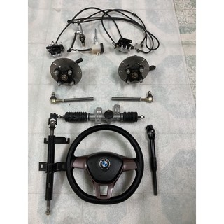 Hệ thống lái vô lăng phanh đĩa dầu xe 4 bánh,mai ơ tim ốc đo vuông 7cm,chéo 10cm,dùng chế xe 4 bánh lái vô lăng