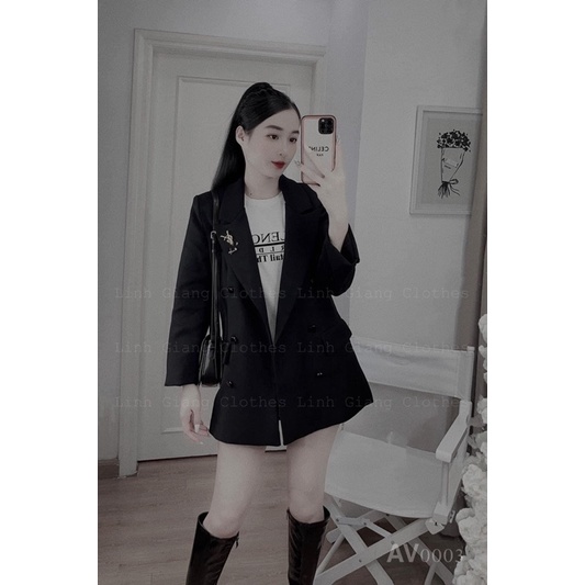 Áo Khoác Vest Kèm Tag Cài YLS Có Đệm Vai, Áo Khoác Blazer Cài Tag YLS