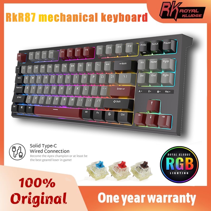 Bàn Phím Cơ RK R87 RK Royal Kludge 87 Phím RGB 80% Tương Thích MAC OS