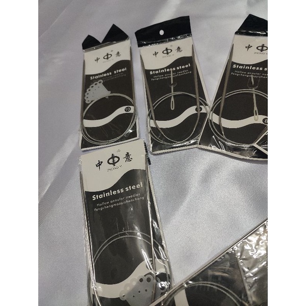 Set 1 kim đan len vòng dây bằng thép không gỉ kèm 1 kim khâu len