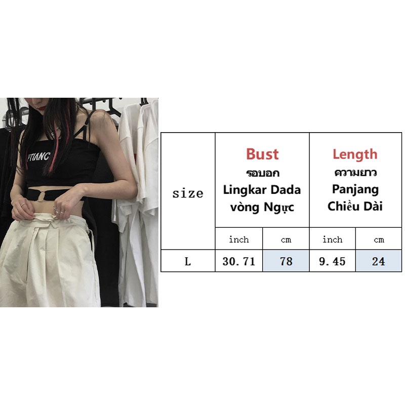 Áo hai dây XINLANYASHE ôm dáng in chữ đơn giản phong cách Hàn Quốc mới cho nữ