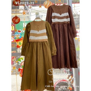 Váy Len bầu - Váy mùa đông dài ấm tay nơ ( 40-75kg)