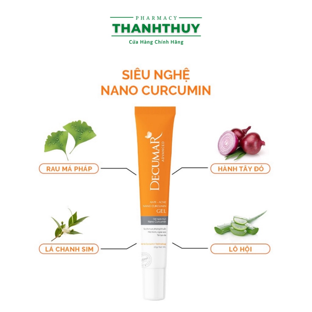 Kem Nghệ DECUMAR Gel [Tuýp 20g] Giúp Ngừa Mụn, Làm Mờ Sẹo, Vết Thâm, Giúp Da Mịn Màng, Tươi Tắn