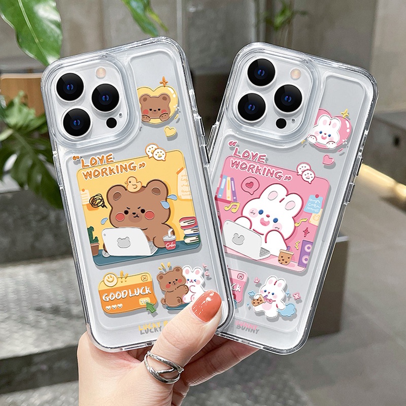 Ốp Điện Thoại Trong Suốt Hình Gấu Cho Realme 8 9 10 8S Q3 Q3i Q3S Q3T Q5X V13 V20 V23 GT NEO 3 2T GT2 9i NARZO 30 Pro 5G