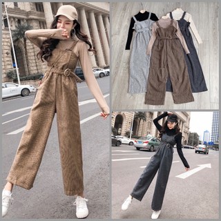 Sét quần yếm dạ + áo len cổ 3 cao 3p hottrend hàng qc cao cấp loại 1