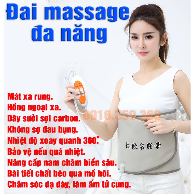 Đai Massage Giảm Mỡ Bụng Đai Giảm Béo Đai Rung Quấn Nóng Hồng Ngoại Tan Mỡ Bụng