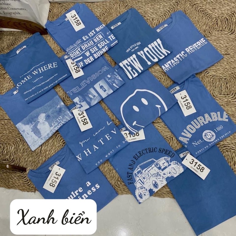 Áo thun 3158 cotton khô chuẩn loại 1 MÀU XANH BIỂN ( mẫu giao ngẫu nhiên)