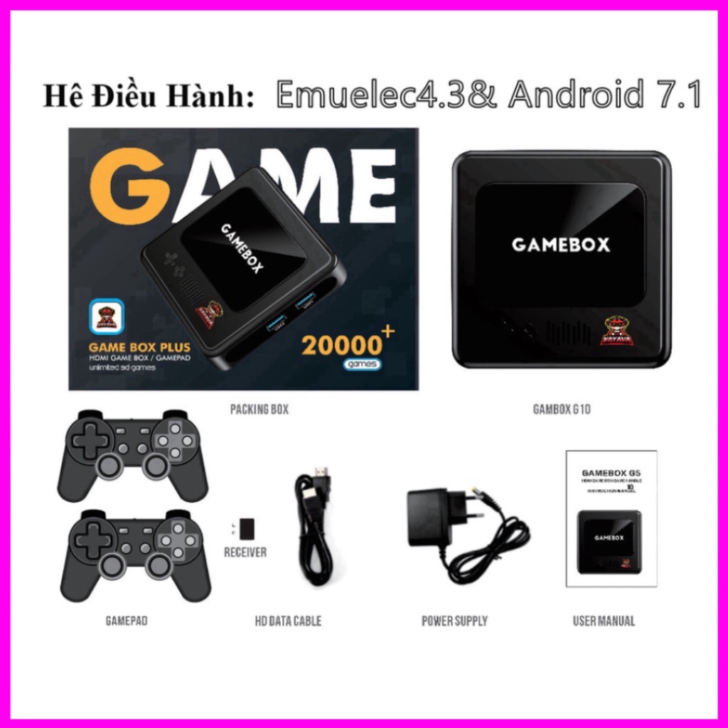 Máy chơi game stick box tiếng việt, kèm android tv 30.000+ game hay, 100 kênh miễn phí, máy chơi game cầm tay giá rẻ