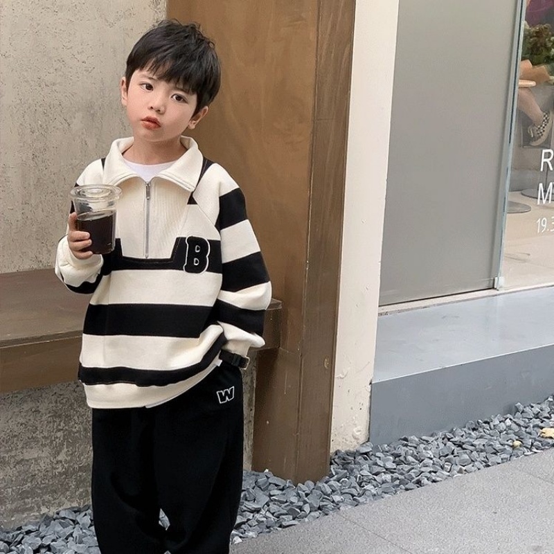 Áo Hoodie Họa Tiết Kẻ Sọc Thời Trang Mùa Thu Hàn Quốc Mới Cho Bé Trai