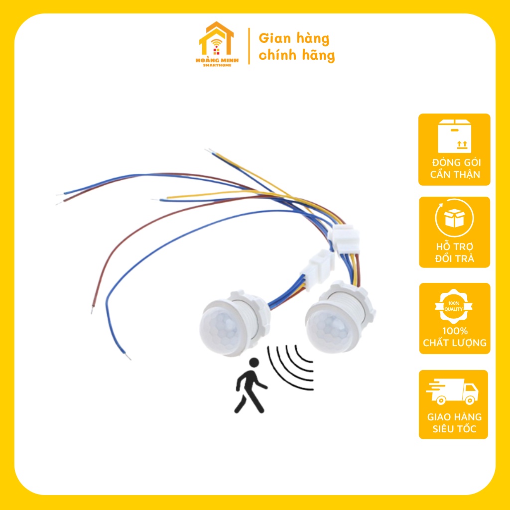 Công tắc cảm biến chuyển động hồng ngoại, tự động bật tắt đèn khi có người