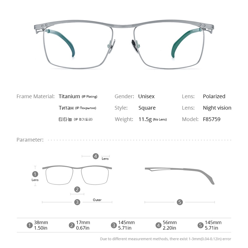 Kính Mát Nam Châm Tròng Vuông Phân Cực FONEX F85759