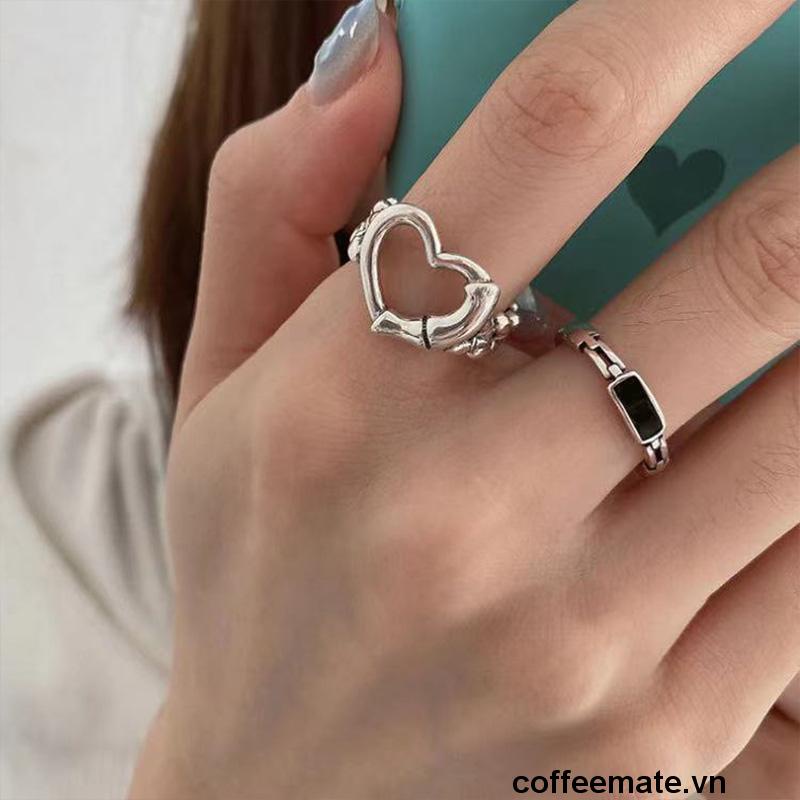 【coffeemate】⚡ Nhẫn hở hình trái tim thời trang