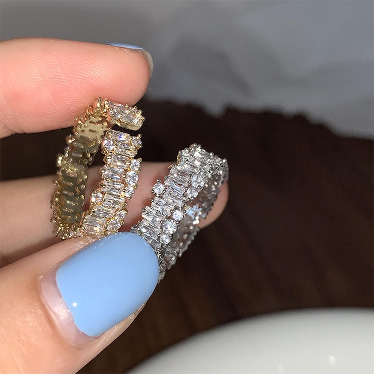 Nhẫn Nữ Phụ Kiện Thời Trang Nhẫn Zircon Sáng Bóng Bộ Nhẫn Có Thể Điều Chỉnh Nhẫn