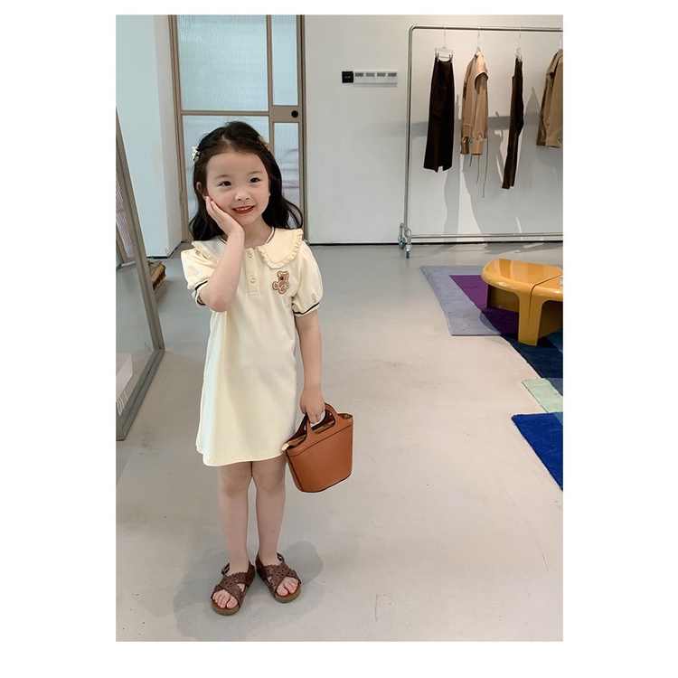 Váy cho bé gái diện hè CỔ TRỤ DÁNG SUÔNG chất liệu cá sấu siêu đẹp dễ thương 9 - 20kg