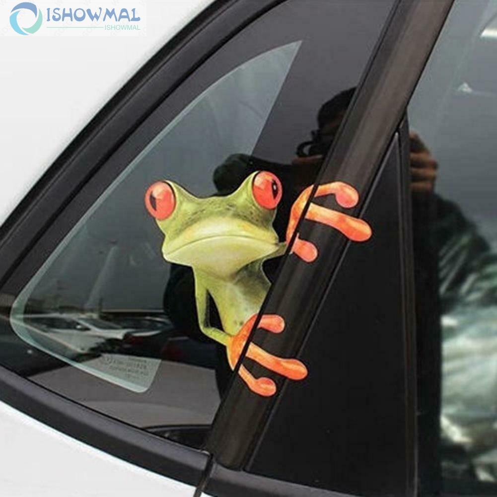 Miếng Dán Hình Chú Ếch 3D Màu Xanh Lá Cây Vui Nhộn Chống Thấm Nước Trang Trí Xe Hơi