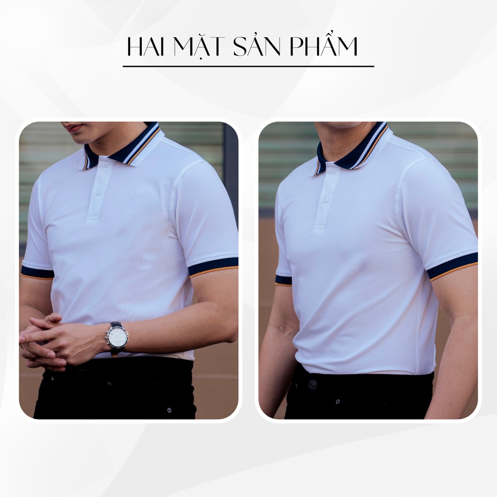 Áo thun polo nam trắng tay ngắn form slimfit HUDOMAN vải Poly Pique chống nhăn, bền màu thấm hút mồ hôi AOPOLO-008