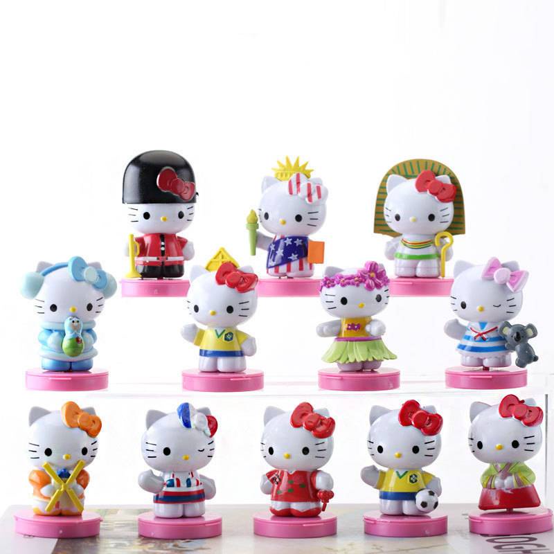Set 12 Đồ trang trí Mèo Sanrio Hello Kitty Trang Trí Xe Hơi