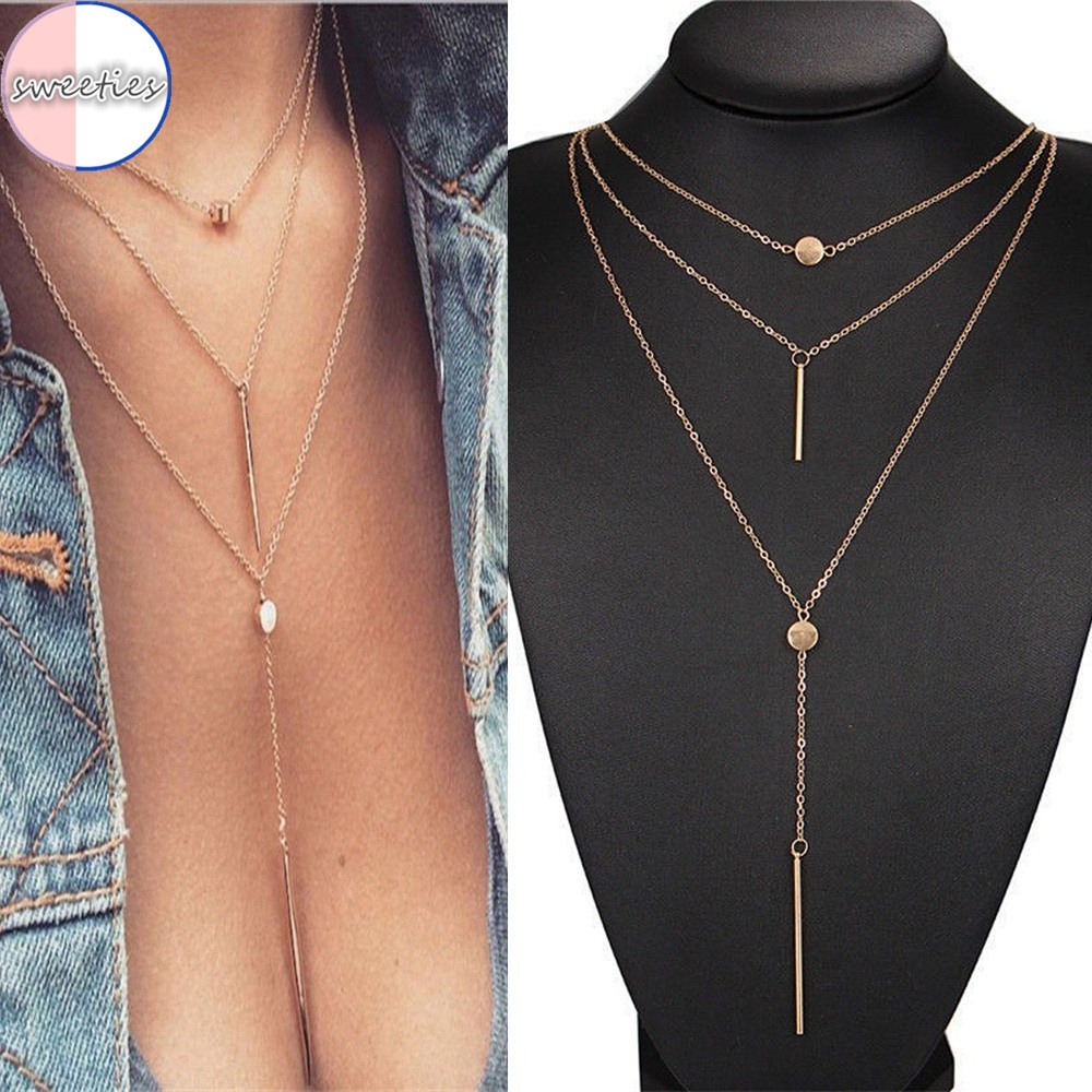 Vòng cổ Choker Ba TầNg ĐíNh Pha Lê ThờI Trang Cho Nữ