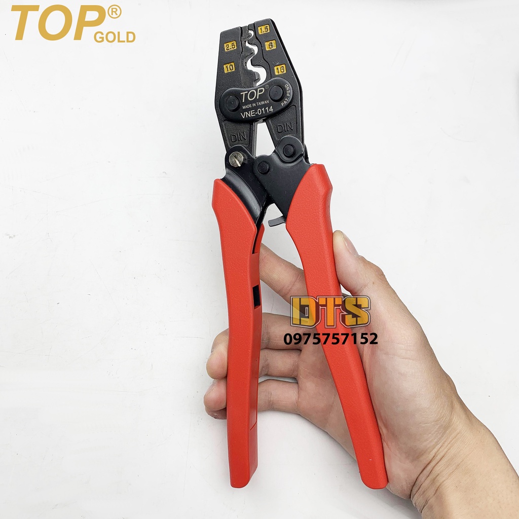 Kìm bấm cos nhanh hãng TOP GOLD, kìm bấm đầu cos tròn trợ lực, tăng độ rơ đầu bám, chính xác cao (Kềm bấm cosse)