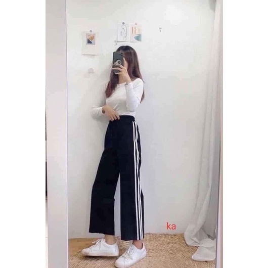 Quần ống rộng nữ lé sọc, Quần nữ ống rộng giá siêu rẻ