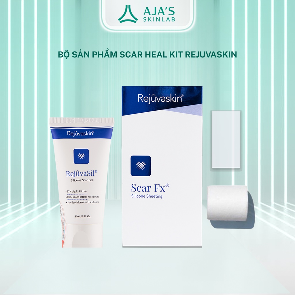 Bộ sản phẩm gel xoá mờ sẹo Rejuvasil, miếng dán ép sẹo Scar FX Heal Kit REJUVASKIN - AJA'S SKINLAB