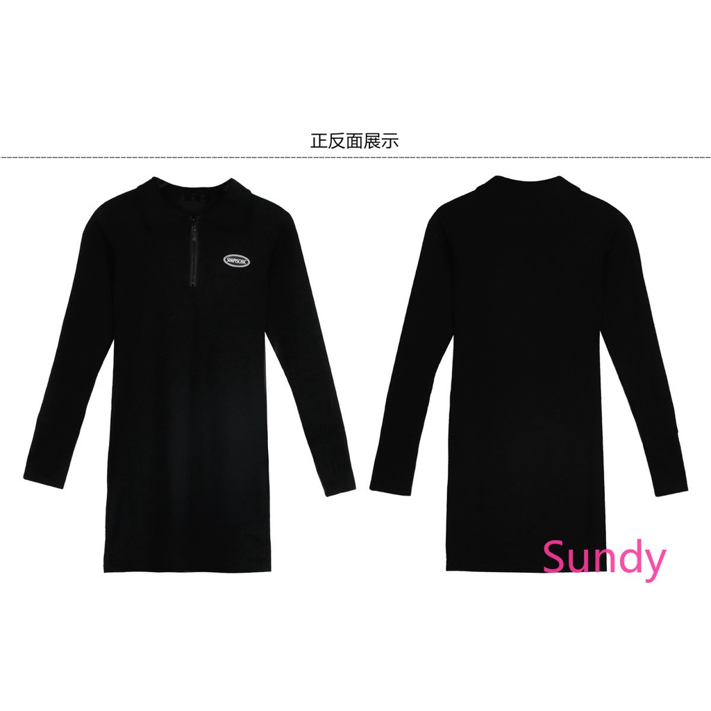 Đầm Đen Tay Dài Cổ Tròn In Họa Tiết Phong Cách Hàn Quốc Thời Trang Xuân Thu Cho Bé Gái