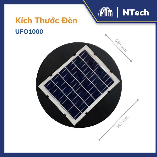 Đèn sân vườn 1000w, đèn đĩa bay năng lượng mặt trời UFO1000  - Công suất 1000W Khung ABS- 908 Chip Led SMD