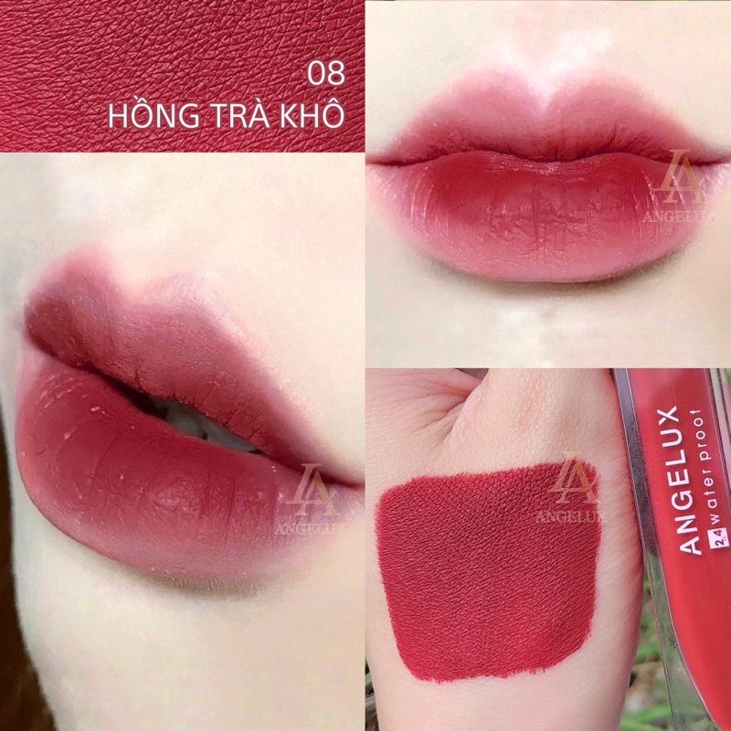 CHÍNH HÃNG SON KEM LÌ ANGELUX HỒNG TRÀ KHÔ 8ml lưu màu 14 giờ màu cực xinh