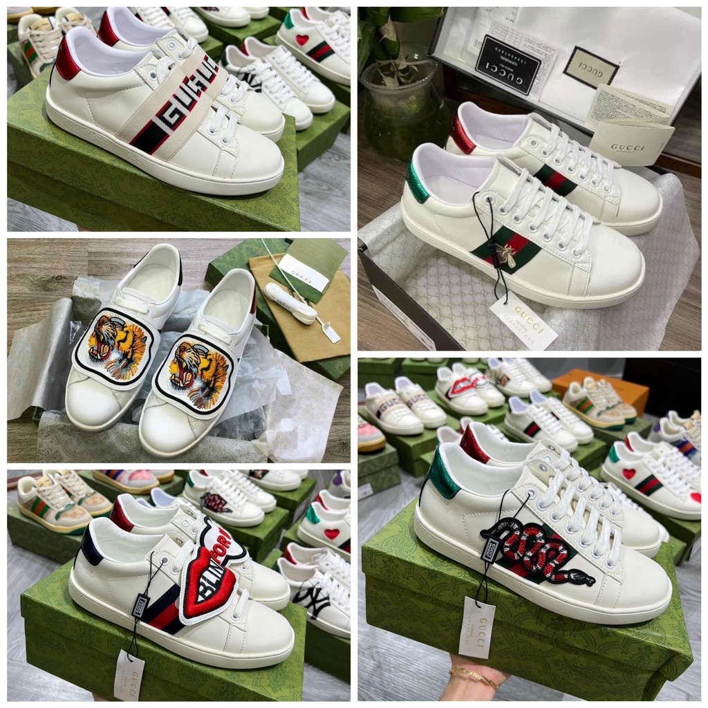 Giày Gucci Love, Giày Thể Thao Gucci Chun + GC ACE Hàng Cao Cấp Đế Thơm Vanil Full Box Xanh + Phụ Kiện