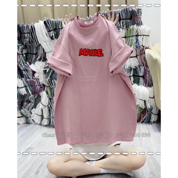 Áo Thun 3158 From Rộng Cotton Khô Nam Nữ Freesize In Chữ MAYBE