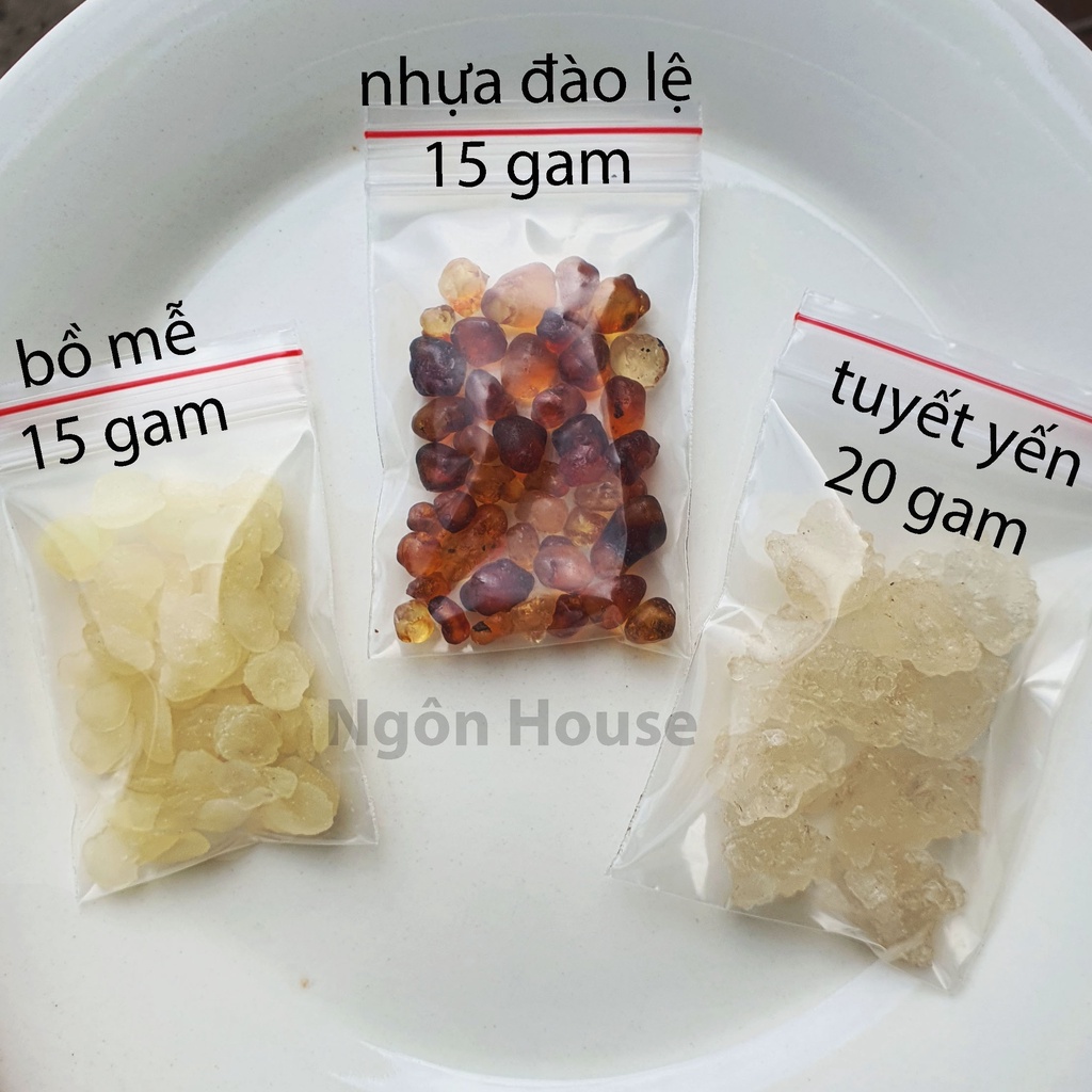 COMBO 3 MÓN: Tuyết Yến 20g - Nhựa đào 15g - Bồ mễ 15g