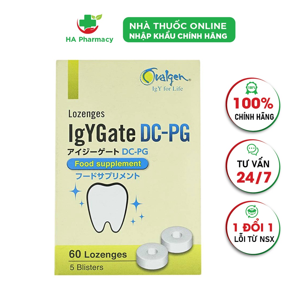 Viên ngậm IgYGate DC-PG hộp 60 viên chống sâu răng Nhật Bản