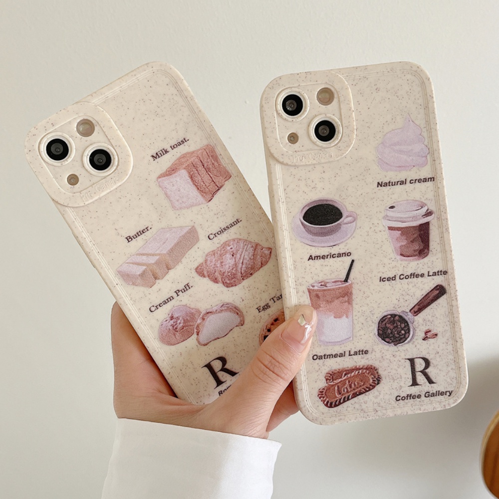 Ốp Điện Thoại TPU Mềm Chống Sốc Họa Tiết Bánh Mì / Trà Sữa Chiều Kiểu Retro Cho IPhone 14 13 12 11 Pro Max X XR 8 7 Plus