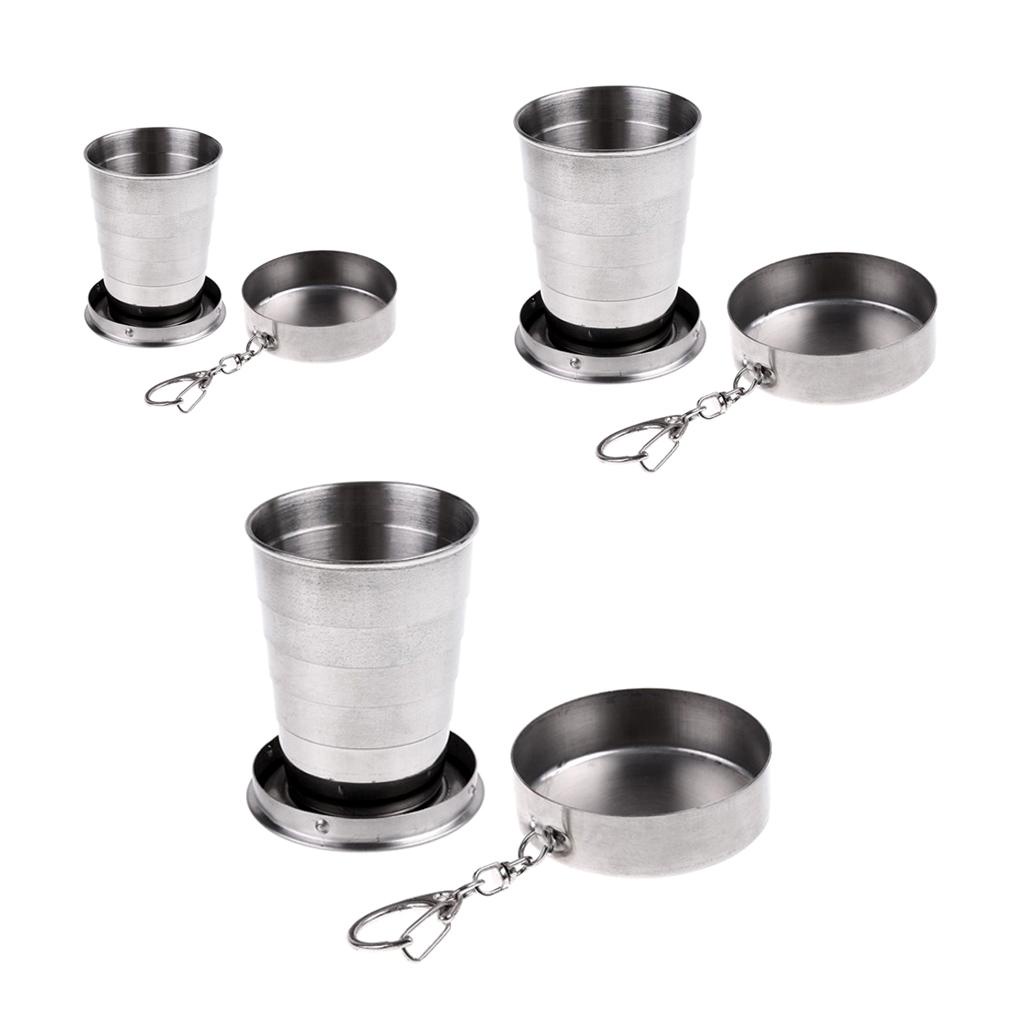 Cốc Uống Nước Bằng Thép Không Gỉ Có Thể Gấp Gọn Tiện Dụng Mang Theo Du Lịch / Dã Ngoại