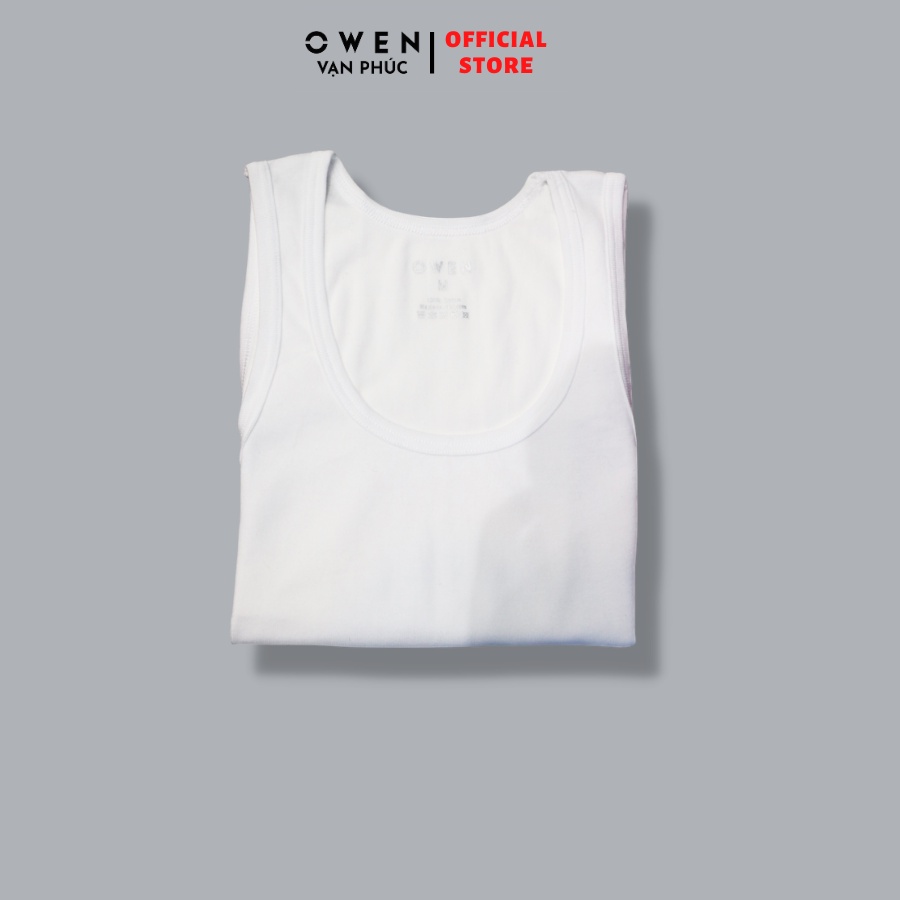 Áo Ba Lỗ Nam Owen TTMV220564 Và LAW232583 Với Chất Vải 100% Cotton Co Giãn ,Màu Trắng Trơn Tối Giản Form Dáng Slim Fit